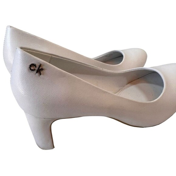 Calvin Klein Heels‎ Pumps Women’s 6.5 Oska White Leather Upper Wedding Bridal - Picture 3 of 14